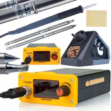 Rosfix Set Spajkalna Postaja T12 Orange Akbash T12OAS – Digitalni Zaslon, 75w, 200–450°C | 3 Grotovi z Grelnikom | za Precizno Spajkanje
