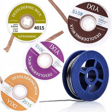 Rosfix Set Lutov – Cev Sn63Pb37 0,8 mm 10 g + Pletenice 2–4 mm X 1,5 m | za Elektroniko in Servis