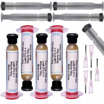 Rosfix Set Topilni Flux RMA-223 – Gel Konsistenca, 10Cc, Igla 1.025 mm, Tlačnik 10 mm | za Elektroniko v BGA | brez Čiščenja