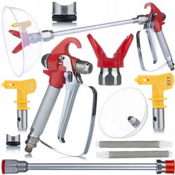 Rosfix Set Brizgalna Glava iz Zaščito – Pištola, Lance 30 cm, Šoba 517, 2X Filter 60 Mesh | 3000 Psi, 1/4"", 7/8"" | za Agregat za Barvanje