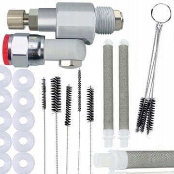 Rosfix Set Ventil CleanShot na Barvni Agregat – 10 Tesnil, 5 Ščetkov, 2 Filtra 60 Mesh | 248 bar, 7/8"" Navoj | za Precizno Barvanje