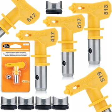 Rosfix Set Brizgalna Glava Ultra Spray 513–617 – 5 Šob + 5 Tesnil | Zadaj Akril, Epoksi, 20–30 cm Strumena