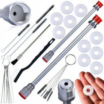 Rosfix Set Podaljševalna Lance za Barvno Pištolo – 30 cm in 50 cm | 290 bar, Navoj 7/8"", 10 Tesnil, Čistilni Set | za Težko Dostopna Mesta