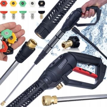 Rosfix Set Pištola za Tlačni Čistilec PCG1 + Lance + 5 Šob – m22X1.5, 4000 PSI, Medeninasta Notranjost | za Kärcher, Bosch, Kranzle