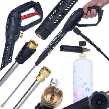 Rosfix Set Pištola za Tlačni Čistilec PCG1, Lance in Penilnik – m22X1.5, 4000 PSI, 1l Rezervoar | Medeninasta Notranjost, 1/4"" Snelspojka | za Profesionalno Čiščenje