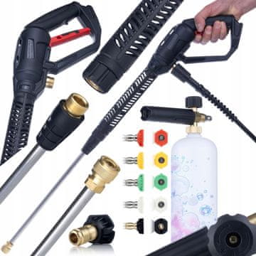 Rosfix Set Pištola za Tlačni Čistilec PCG1 + Penilnik 1000 ml + 5 Šob – m22X1.5, 4000 PSI, Medeninasta Notranjost | za Profesionalno Čiščenje