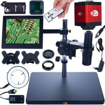 Rosfix Set Digitalni Microscope Earth Pro MCEP-0.5X – 7–45X Zoom, 8"" Zaslon, HDMI Kamera, 56xLED Osvetljevalec | C-Nastavek, 200 mm Nosilec | za Elektroniko in Laboratorij
