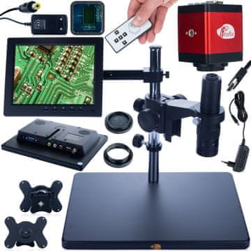 Rosfix Set Digitalni Earth Pro Mikroskop MCEP-0.5X-PZRR – 7–45X Zoom, 8"" Zaslon, Draco RED PRO Kamera | C-Mount, 100–150 mm Delovna Razdalja | za Elektroniko, Biologijo, Geologijo