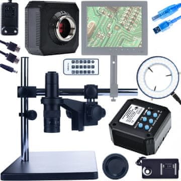 Rosfix Set Earth Pro MCEP-0.5X-PZRR Mikroskop z LED Osvetljevalcem v Kamero ORION Pro – 7–45X Zoom, C-Mount, 56xLED | za Elektroniko, Biologijo, Geologijo