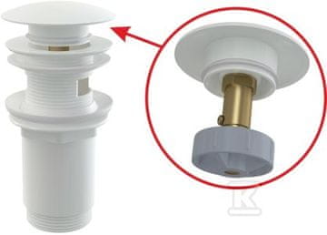 slomart Odtočni ventil za umivalnik Clik-Clak 5/4 kovinski z prelivom, velik čep, bel