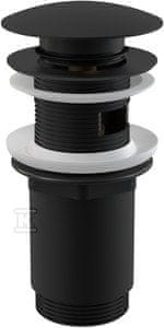 slomart Odpad za umivalnik Clik-Clak 5/4" kovinski s prelivom, velik čep, črn
