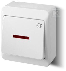 slomart Svetlobno stikalo z osvetlitvijo ozadja, nadometno, IP44, belo, HERMES