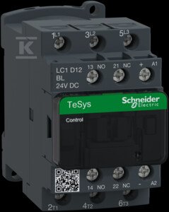 slomart TeSys D kontaktor AC3 12A 3P 1NO 1NC tuljava 24VDC