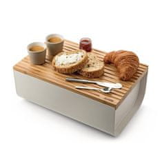 Alessi Mattina posoda za kruh z lesenim pokrovom 34x21xh14cm / bela / kovina, les