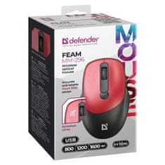 Defender FEAM MM-296 (52299) tiha brezžična miška, ergonomska črna/rdeča