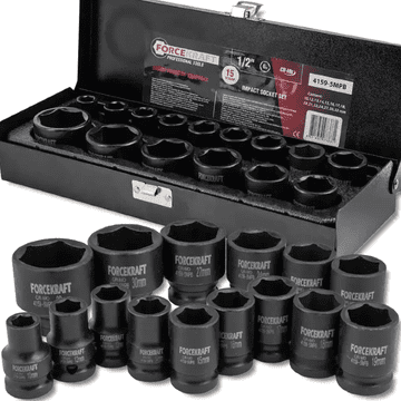 shumee FORCEKRAFT Komplet udarnih nastavkov 1/2" 15 kosov 6-kraki (10–32 mm)