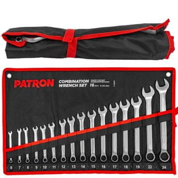 PATRON Komplet 6-24 mm kombiniranih ključev, 14 kosov, na listu