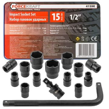 shumee Komplet udarnih nastavkov 1/2" 10-32 mm, 6-kraki