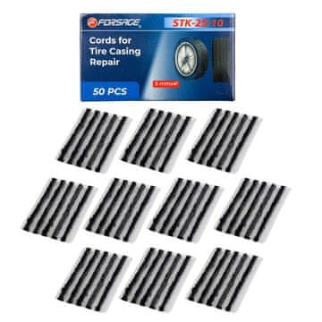 shumee Komplet vrvic za popravilo pnevmatik 50 kosov 6 mm