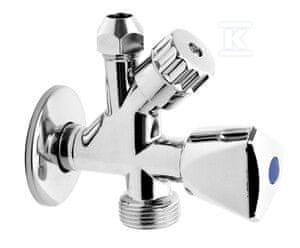 slomart Kotni ventil Kombi 3-8" x 1-2" x 3-4", s priključkom za bakreno cev premera 10mm