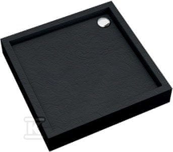 slomart Akrilna tuš kad "Medium" integrirana z bazo Stabilsound Plus in podaljšano ploščo Black Stone 80x80x16 cm kvadratna