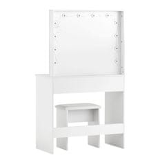 Aga Toaletna miza z ogledalom in osvetlitvijo + tabure Mat Bela