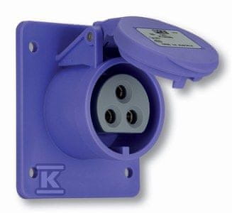 slomart Panelna vtičnica ravna 16A 24V/~50-60Hz 2P 70x70mm IP44