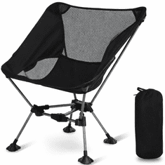 HOME & MARKER® Prenosni zložljiv stol 55×62×30 cm, ergonomski, črn z Oxford blazino | PACKSEAT
