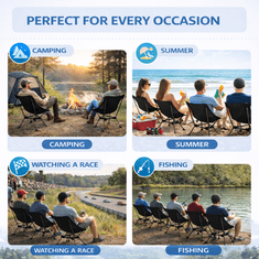 HOME & MARKER® Prenosni zložljiv stol 55×62×30 cm, ergonomski, črn z Oxford blazino | PACKSEAT