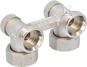 slomart FUSION 3 kotni zaporni ventil s stožci za kompaktne radiatorje z 2 G 1/2x3/4 priključki, nikljani