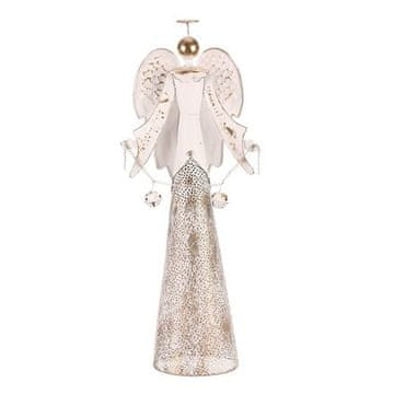 Autronic Okrasitev Metal Angel with Bells - Standing, Size L, White (KOB004-L)