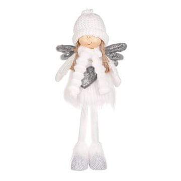 Autronic Okrasitev Angel with a heart - fabric figurine, white color (ZM1379)