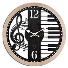 Autronic Stenska ura Wall clock - diameter 60 cm, MDF and metal, treble clef and keys (HA1667)