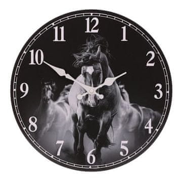 Autronic Stenska ura Wall clock - diameter 34 cm, MDF, black-white, horse motif (HA1804)