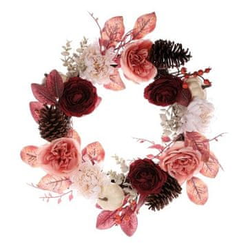 Autronic Venec Artificial wreath - diameter 50 cm, flowers, pine cones, berries and leaves (NL0219)