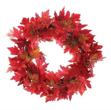 Autronic Venec Artificial wreath - diameter 60 cm, red leaves and berries (VED003-M)