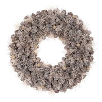 Autronic Venec Decorated wreath - diameter 32 cm, pine cones, needles and berries, gray (PRZ4017)