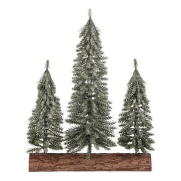 Autronic Božični okraski Spruce on a log - trio, mini, 34 cm, green, frosted (VAN218)