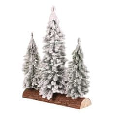 Autronic Božični okraski Spruce on a log - trio, mini, 34 cm, green, snowy (VAN219)