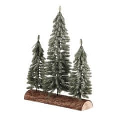 Autronic Božični okraski Spruce on a log - trio, mini, 34 cm, green, frosted (VAN218)