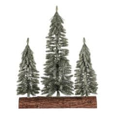 Autronic Božični okraski Spruce on a log - trio, mini, 34 cm, green, frosted (VAN218)