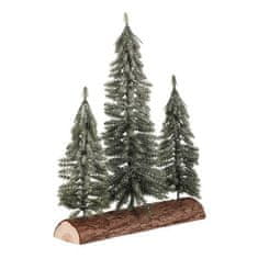 Autronic Božični okraski Spruce on a log - trio, mini, 34 cm, green, frosted (VAN218)