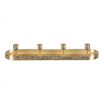 Autronic Svečnik UM1033 GOLD Metal candlestick - for 4 conical candles, oval, gold