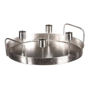 Autronic Svečnik UM1036 SIL Metal candle holder - for 4 conical candles, round, silver