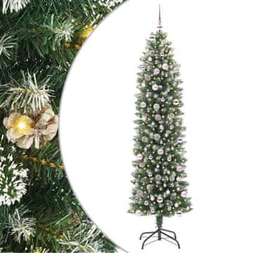 Vidaxl Umetno vitko božično drevo med 300 LED Zelena in Bela 240 cm