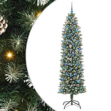 Vidaxl Umetno vitko božično drevo med 300 LED Zelena in Bela 240 cm