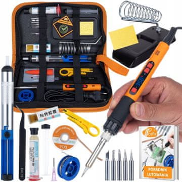 Rosfix Spajkalnik Set 80w LCD – Spajkalnik s Fluksom, 6 Konicami, Odstranjevalcem Konic, Pinceto | 180–500 °C
