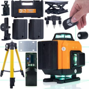 Rosfix Laser Set Nivelir ROT16l – 16 Lines, Zeleni Žarek, IP54, Samonivelirni | Stativ 43–120 cm, Detektor, Daljinec | za Gradbeno in Notranja Dela