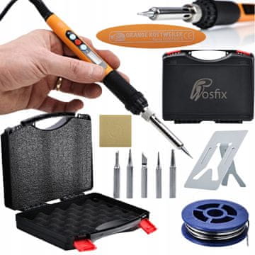 Rosfix Set Električna Spajkalna Postaja Electric s 12v1 – 60w, LCD, 180–500 °C, 6 Grotov, ESD, 900m | za Elektroniko in Precizno Delo