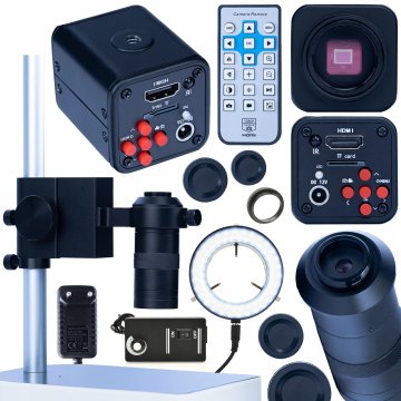 Rosfix Set Microscopic Sistem Planets PRO – Kamera HDMI 1080P, Objektiv 100X, Platforma, LED Osvetljevalec | C-Nastavek, 4K, 56xLED | za Elektroniko, Biologijo, Laboratorij